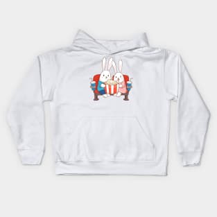 Bunnies Movie Night Art Print Kids Hoodie